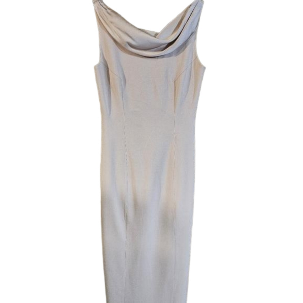 Tahari long evening gown with side slit.
